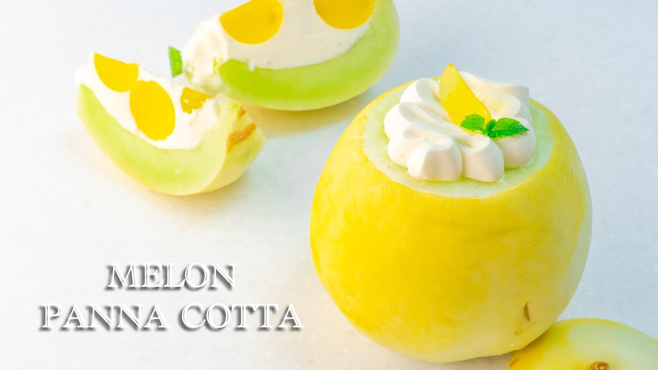 美濃瓜奶酪果凍 整顆都能吃的簡單夏季消暑甜點 Melon Pannacotta ASMR