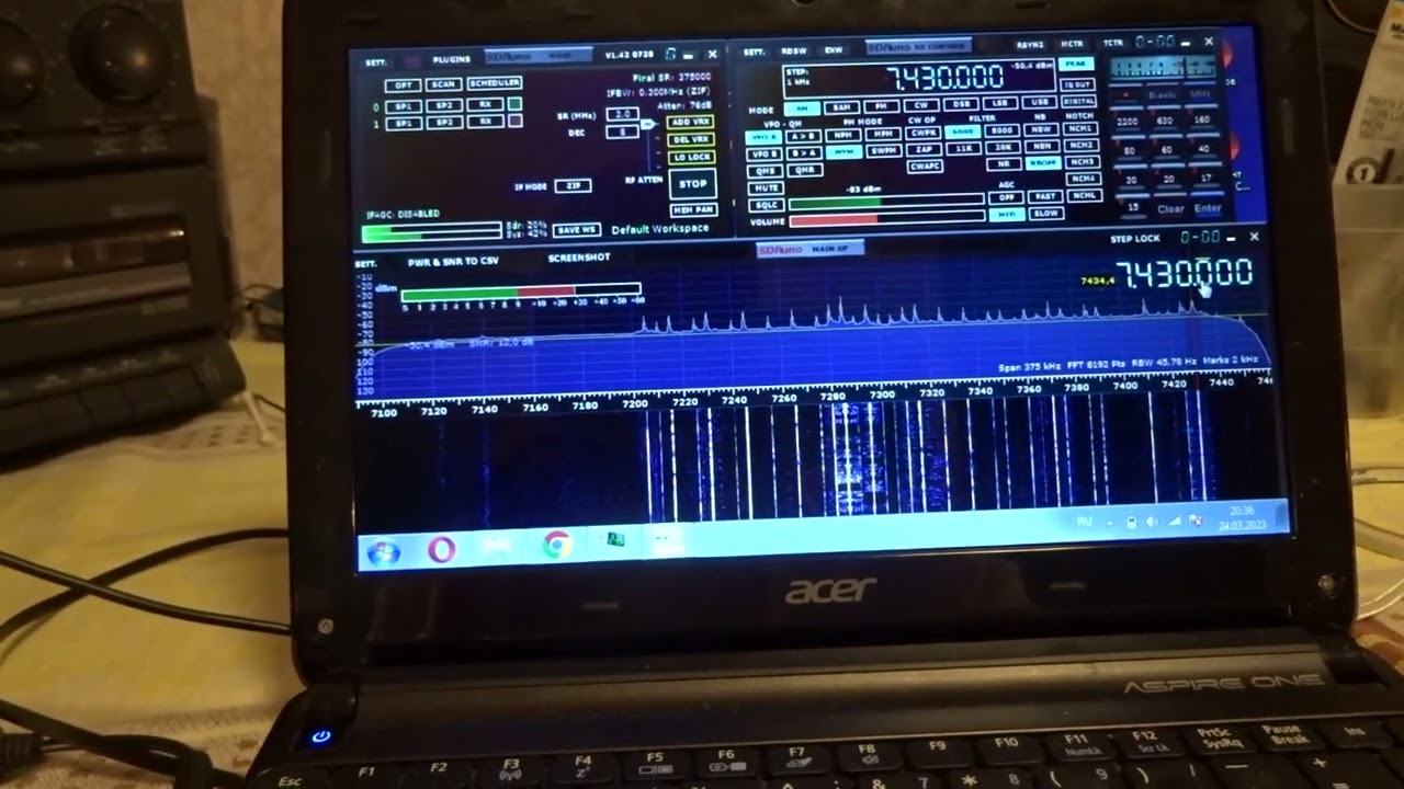 Вечерний радиоэфир 40м. Антенна MLA-30, MSi. SDR Panadapter ( msi-2500).