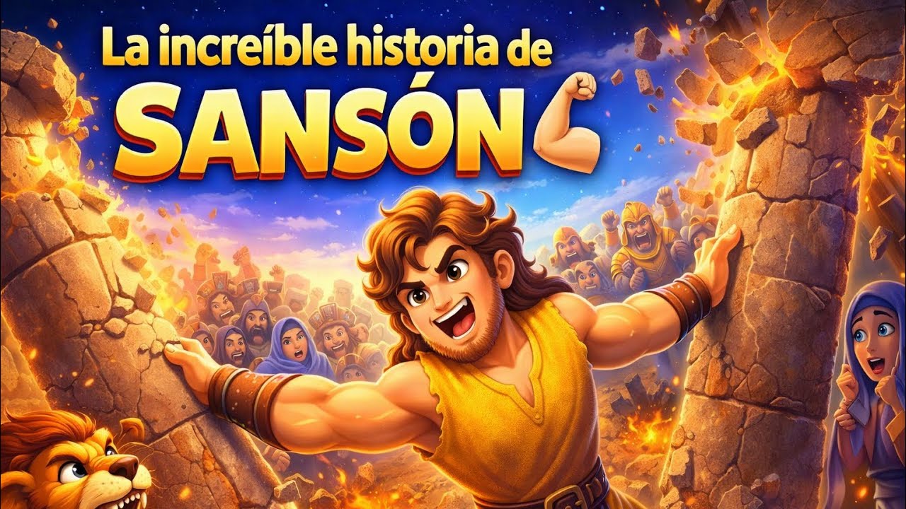 La increíble historia de Sansón 💪 El hombre más fuerte de la Biblia | Historias para niños