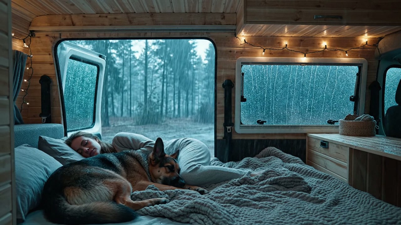 Gotas de Lluvia Fuera Te Arrollaron al Sueño en un Tren Nocturno (Ruido Ambiental)
