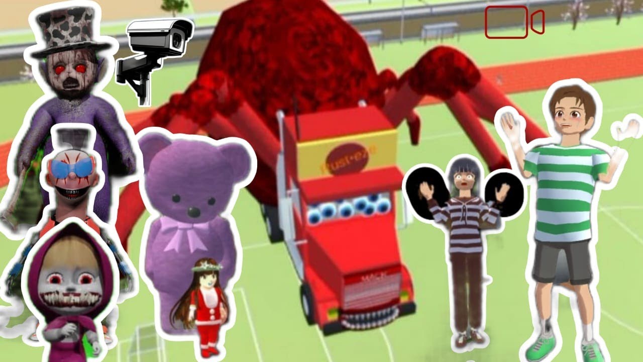CCTV MENANGKAP ADA MONSTER HAMOOD HABIBI & MONSTER LAIN DI TAMAN BERMAIN  SAKURA SCHOOL SIMULATOR