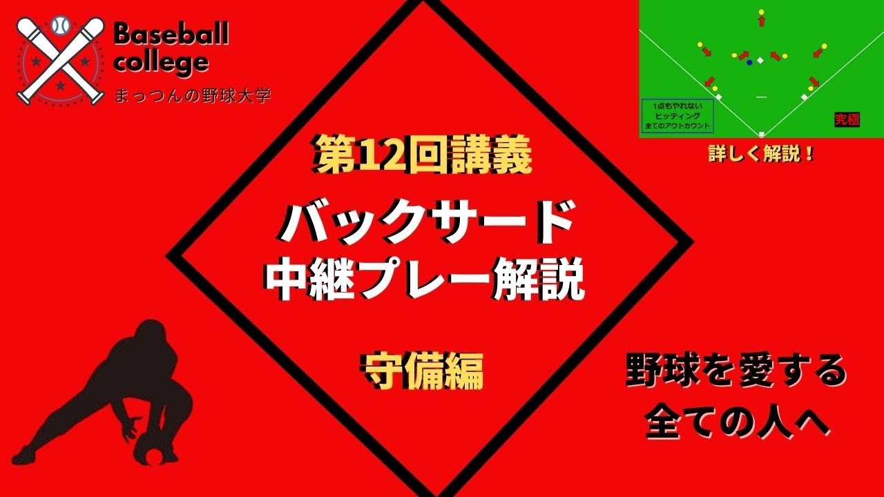 バックサードの中継プレーについて解説！カットの入り方、カバーリングの仕方など【まっつんの野球大学】＃12