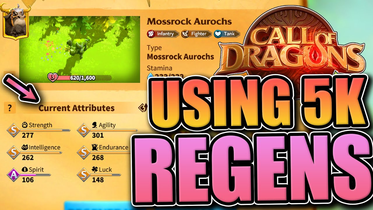Spending 5k Regeneration Potions [Mossrock Rally/Garrison Pet?] Call of Dragons
