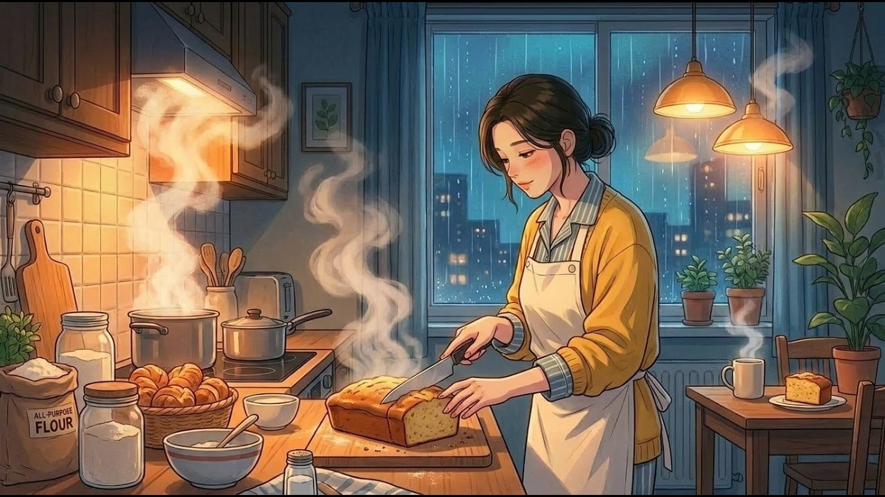 Alone on a Rainy Night 🌧️ Cozy Baking | Ghibli ASMR
