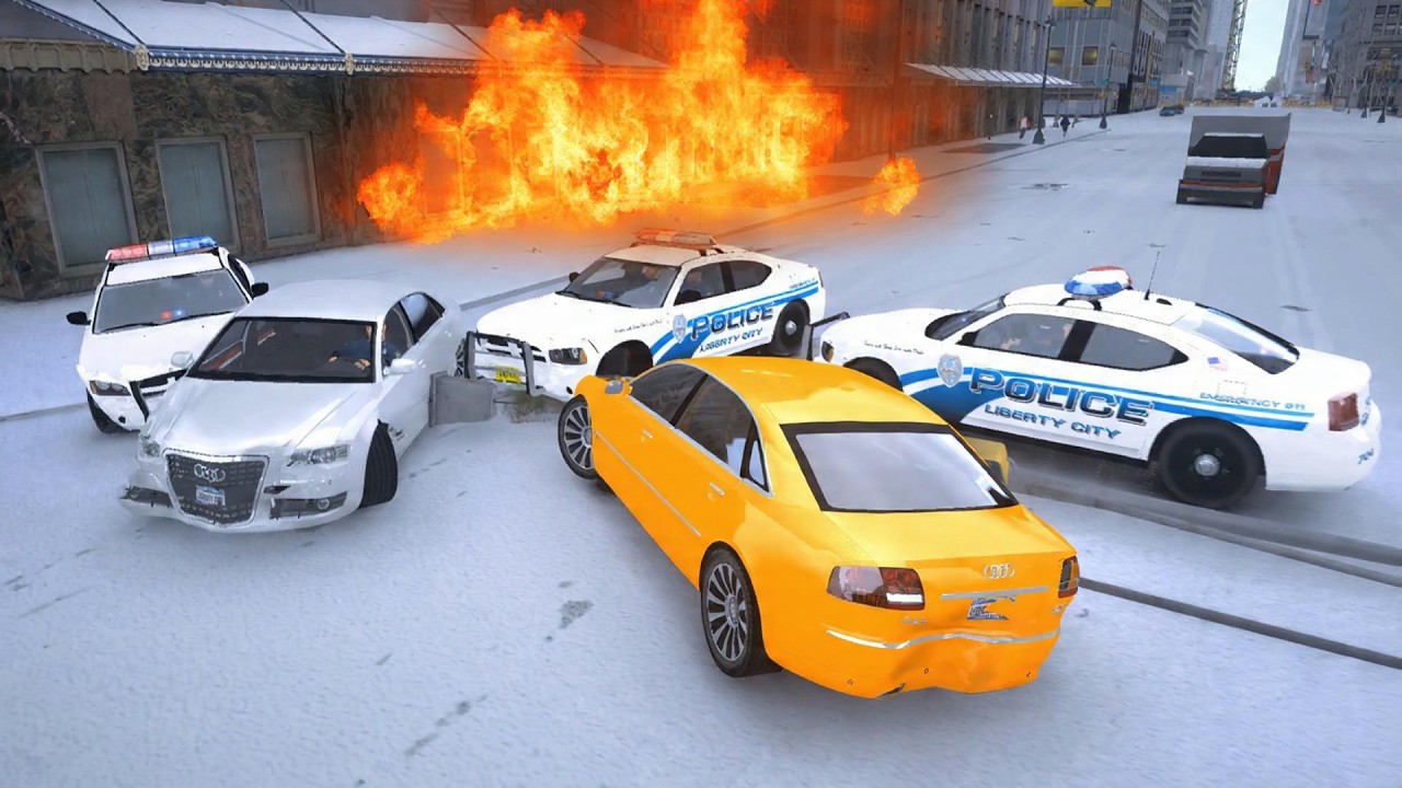 GTA 4 WINTER CRASH TEST OF REAL CARS #38