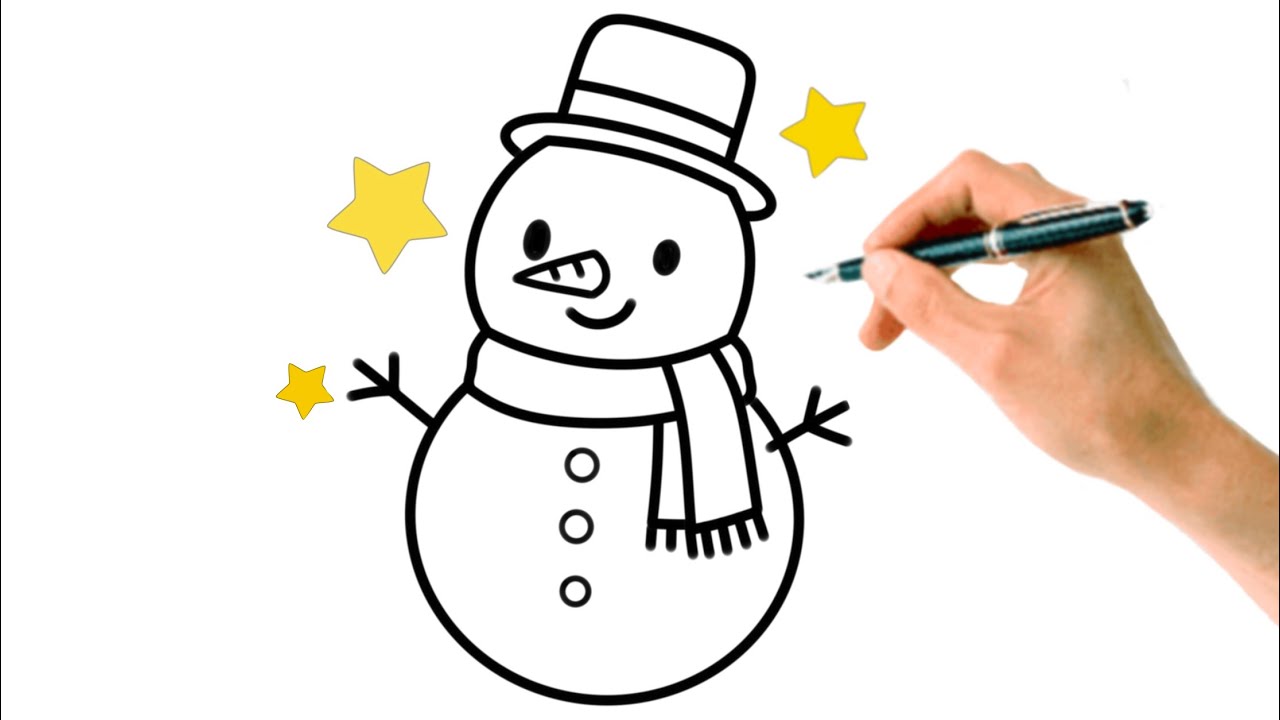How to Draw a Cute Snowman (Step by Step)