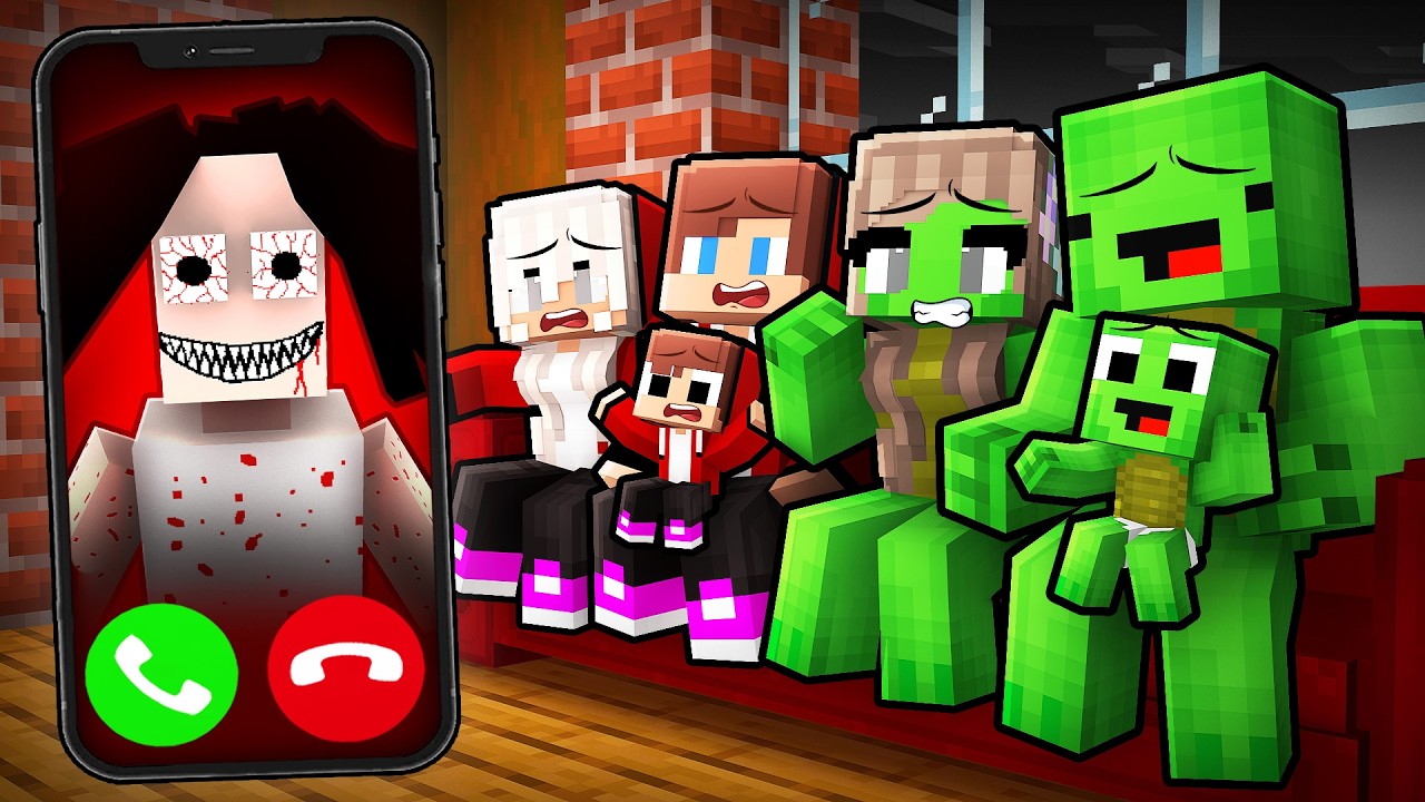 Why SCARY SERBIAN LADY Called JJ and Mikey Family at Night in Minecraft! - Maizen