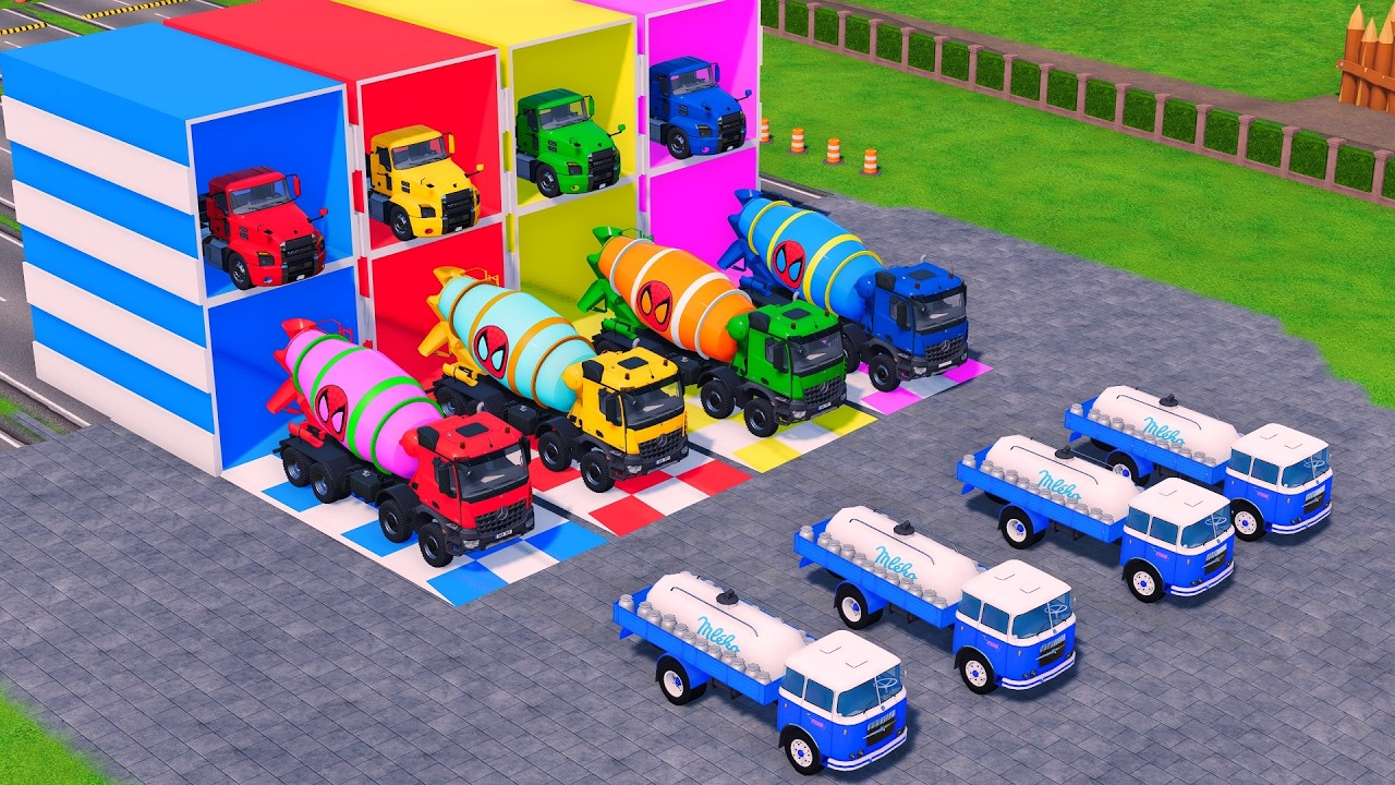 TRANSPORTING BUS, POLICE CARS, DUMP TRUCK, BOX TRUCK, FIRE TRUCK WITH SCANIA TRUCK - FS22 #15