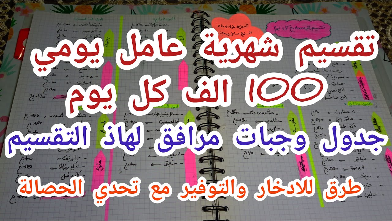 #تقسيم_شهرية_عامل_يومي100 الف لليوم بجميع #المصاريف الضرورية و #نصائح_للتوفير_والادخار #تحدي_الحصالة