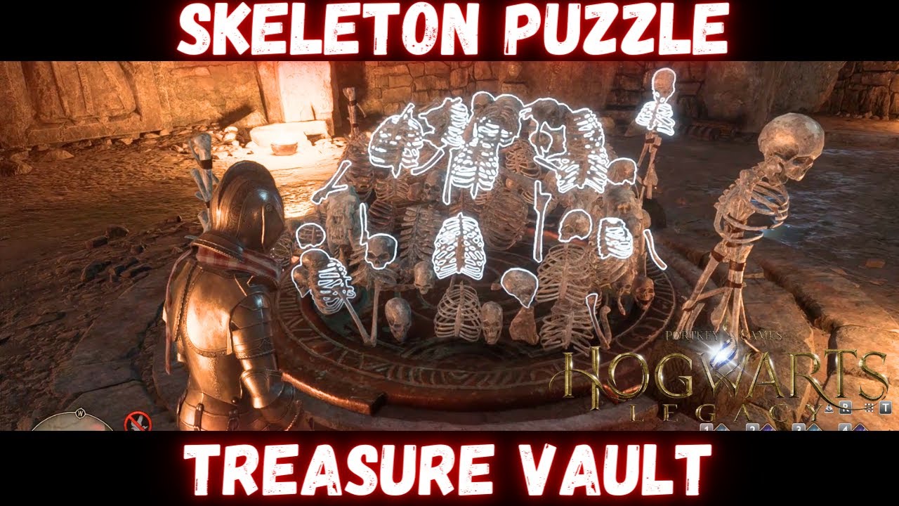 How to solve skeleton puzzle in treasure vault, hogwarts legacy