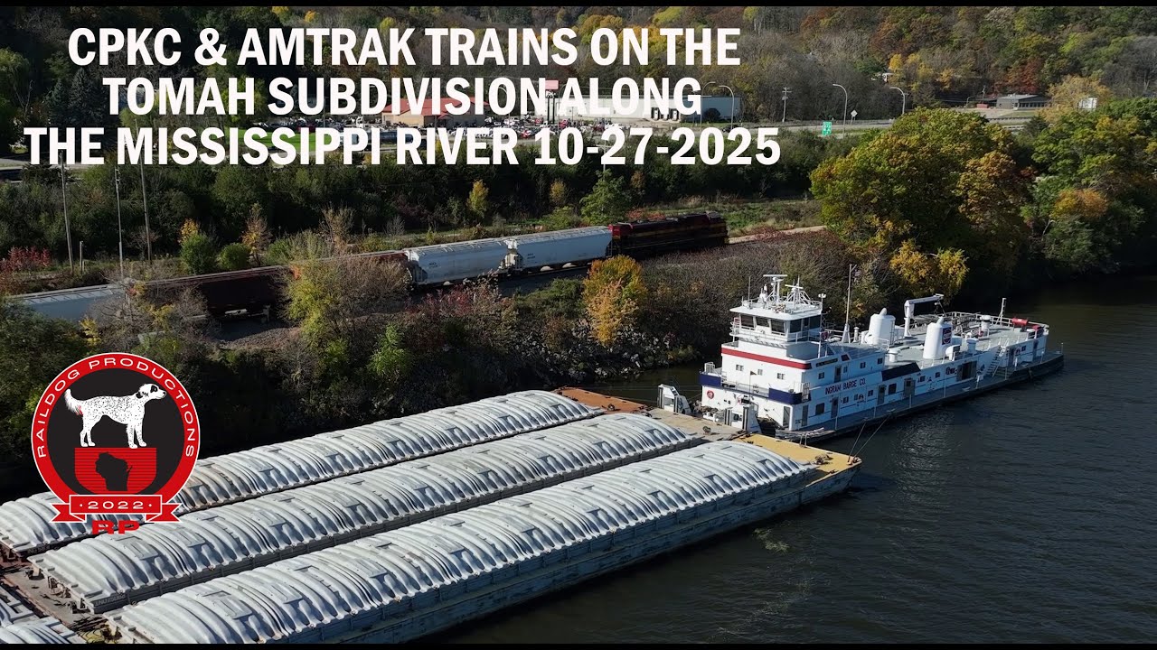 CPKC & Amtrak Trains On The Tomah Subdivision Along The Mississippi River 10-27-2025