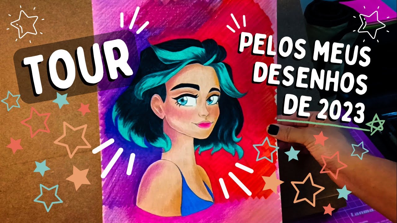 TOUR PELOS MEUS DESENHOS DE 2023 - MOSTREI AS TÉCNICAS DE DESENHO E MATERIAIS USEI ESSE ANO