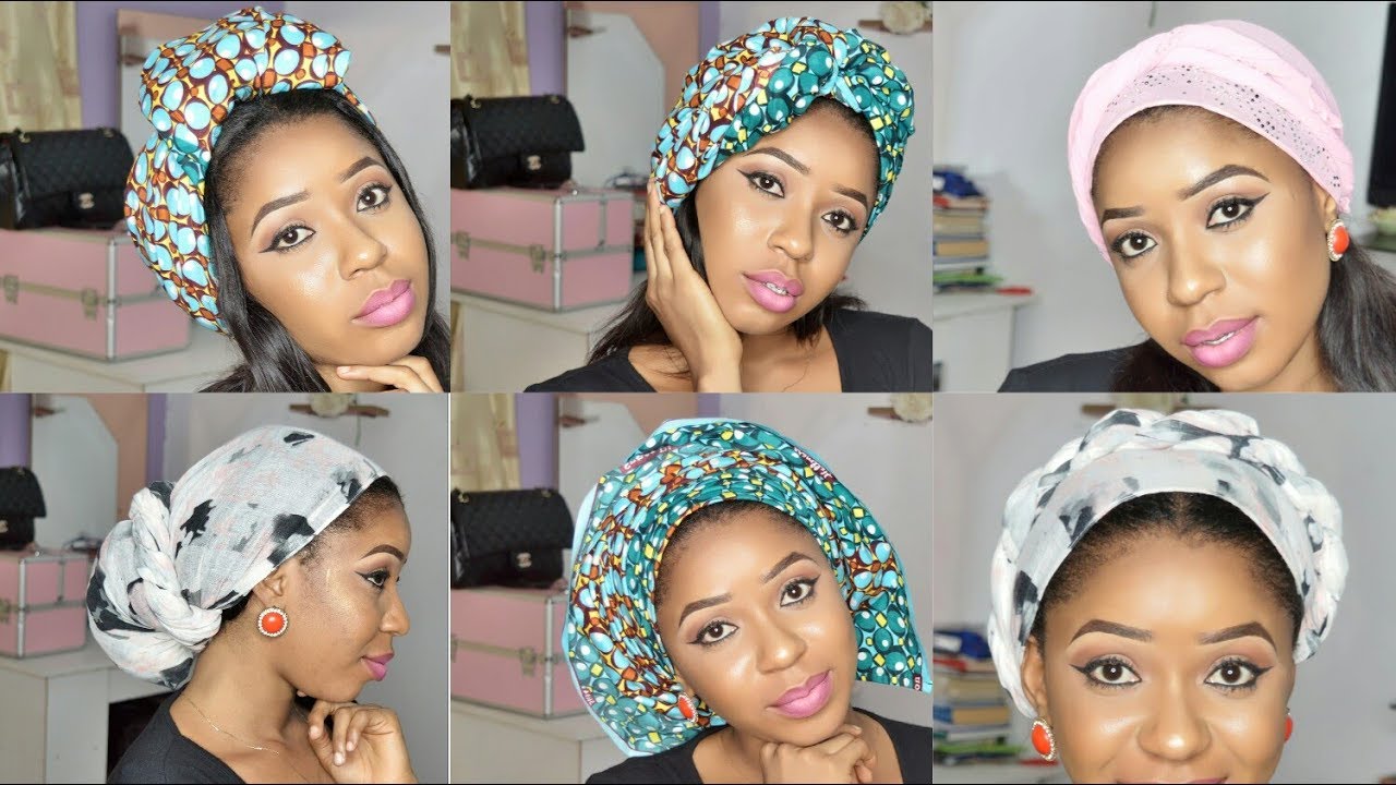6 Quick & Easy Head wrap Tutorials / Turban Tutorial  Styles. Head Scarf / Ankara Gele tutorial