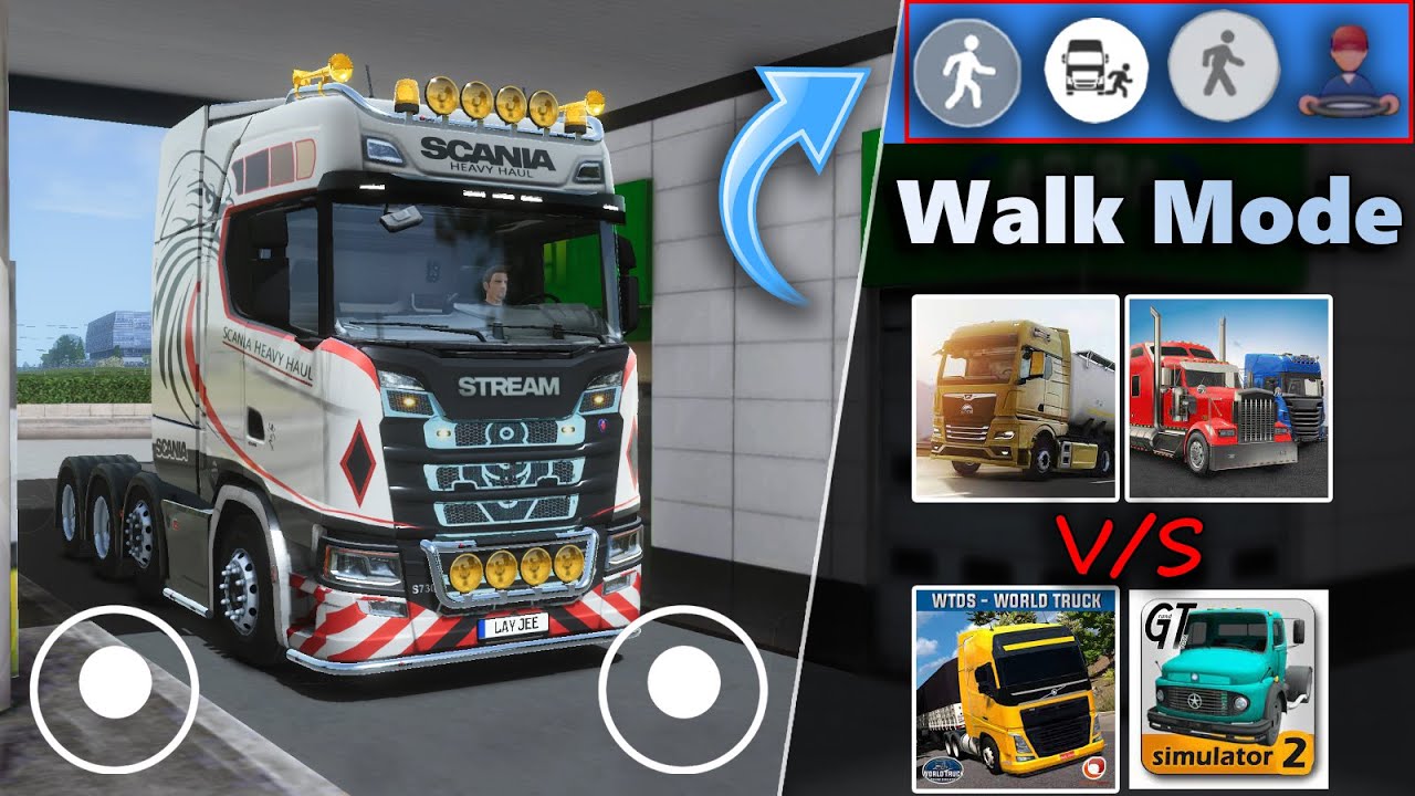 Walk Mode COMPARISON in popular mobile truck simulators | TOE3 VS UTS VS WTDS VS GTS