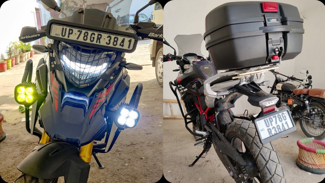 Fog Lights For BMW 310 Gs Installation (HJG Cree Lights) || ASG SG 32 Top Box For Motorcycle || DIY