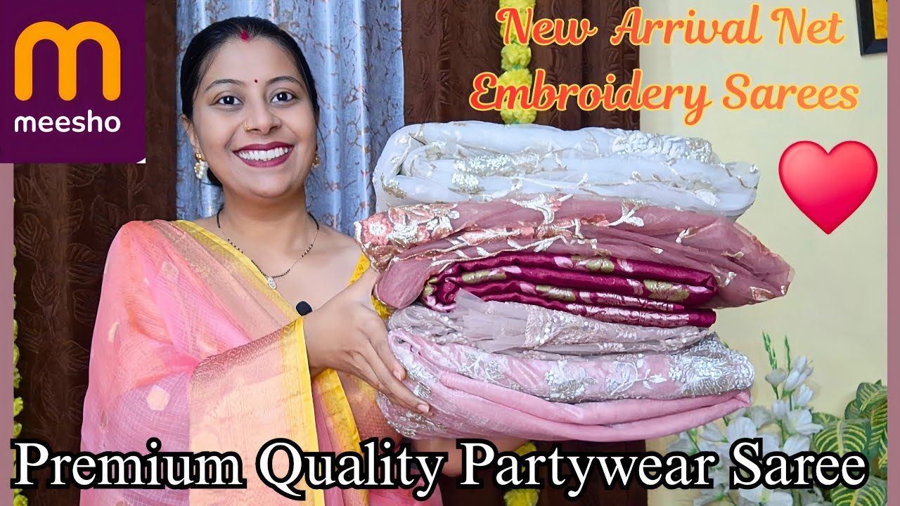Meesho Premium Quality Partywear Saree ll Net Saree ll Upto 80 % off ll Meesho New Arrival Saree