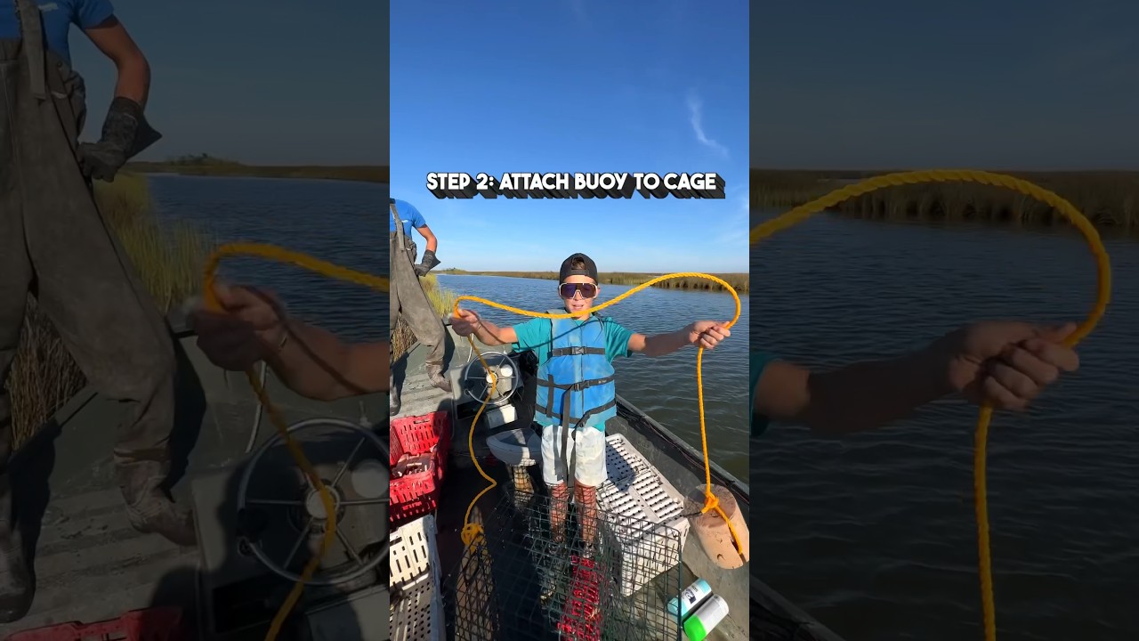 🦀 How To Set A Blue Crab Trap #louisiana #crabs #crabber #cajun #marsh