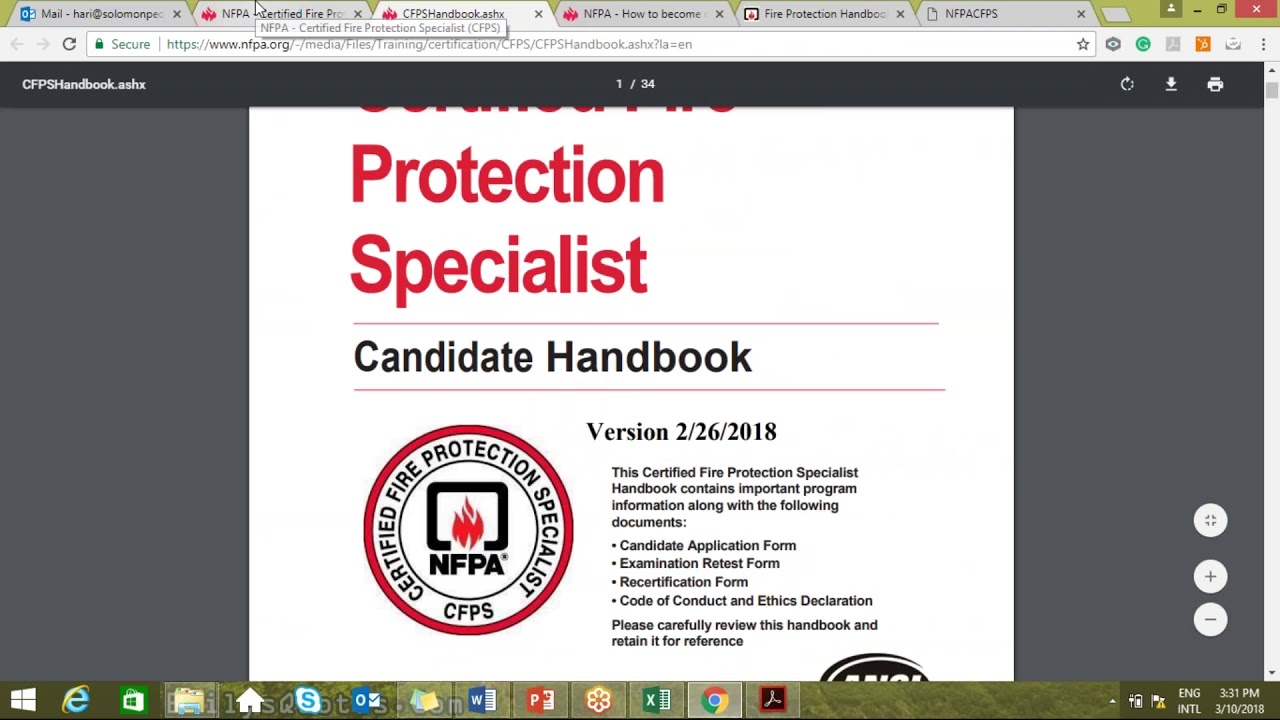 NFPA CFPS Webinar 10th March 2018