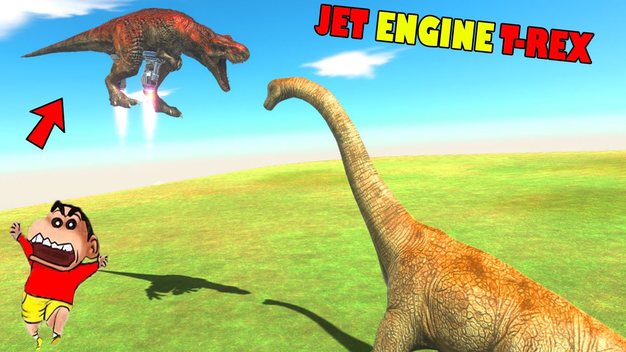 JET ENGINE T-REX vs EVERY UNIT | SHINCHAN and CHOP fight DINOSAURS😱|😂Funny game ARBS in Hindi