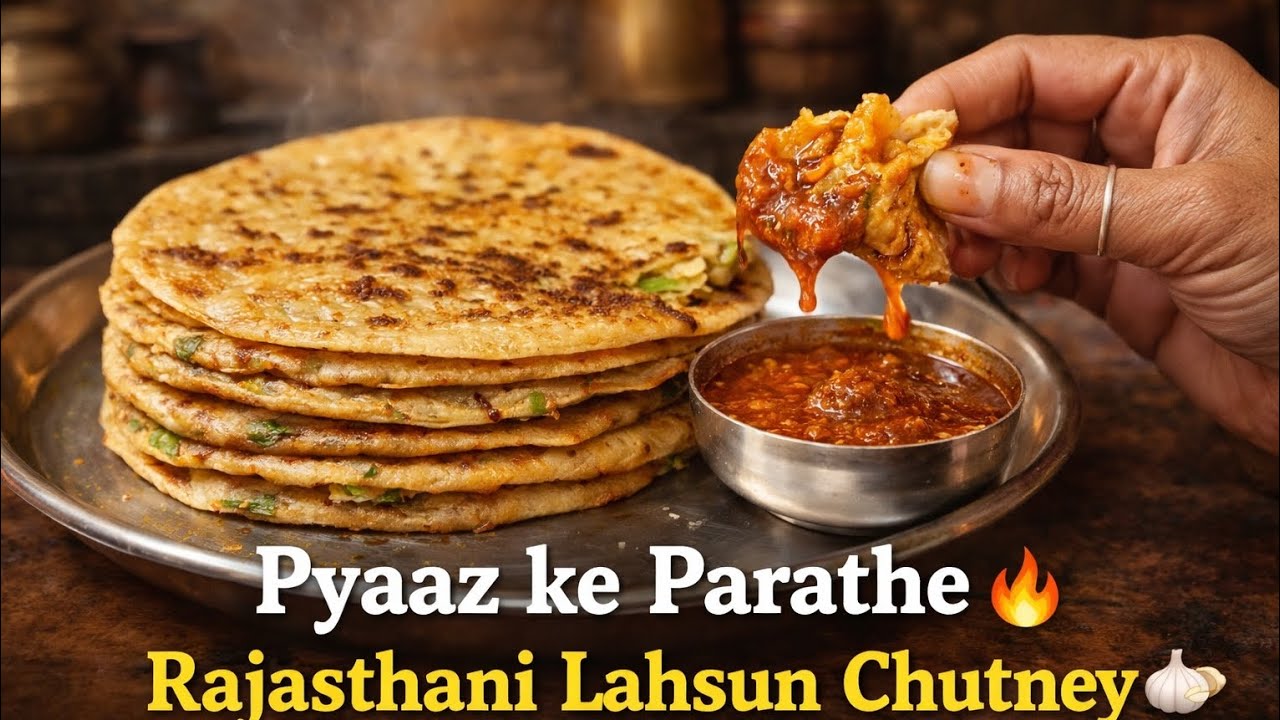 Rajasthani Special Pyaaz ke Parathe aur Lahsun Chutney 😋🫓 | Asaan Tarika | PhelaSWAD #Parathe 