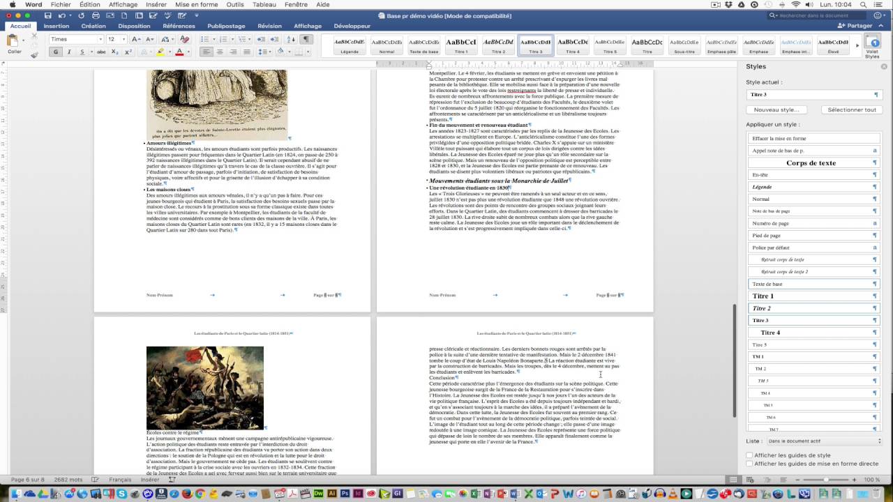 UCOBS Gestion longs documents Word 2016