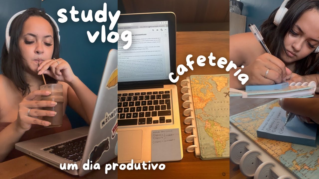 Um dia produtivo estudando na cafeteria | STUDY VLOG✏️🎓