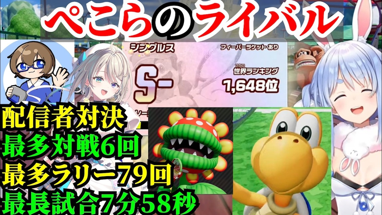 【マリオテニス】ぺこらのS帯到達に立ち塞がったライバル達【兎田ぺこら/ホロライブ切り抜き】