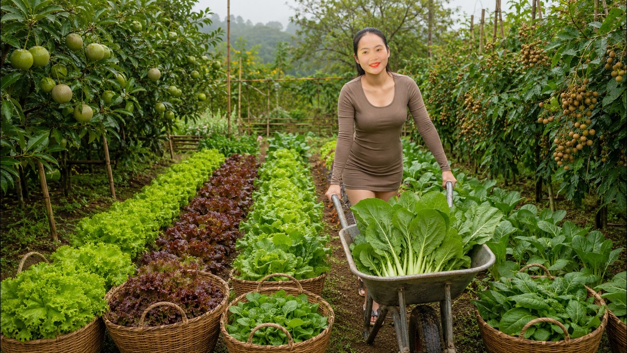 Harvest Choy Sum, Lettuce And Spinach &ndash; Dig The Soil, Fertilize And Plant Vegetables