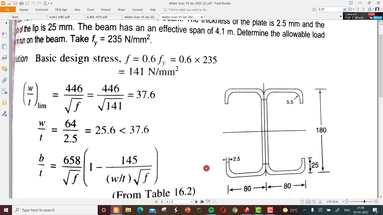 Design of Cold Formed Steel beam