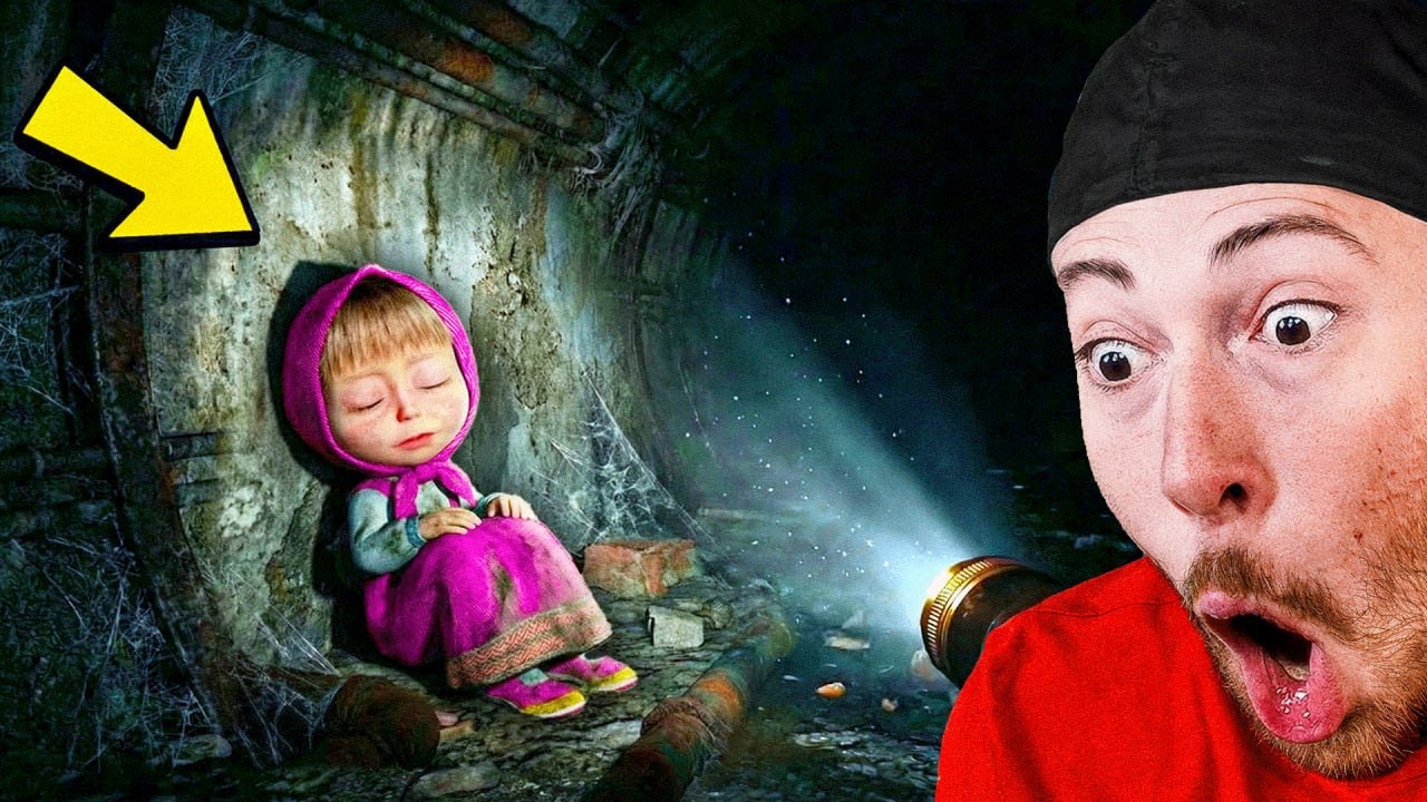 WE FOUND MASHA and the BEAR Characters in an ABANDONED tunnel! (FOUND LOST FOOTAGE)