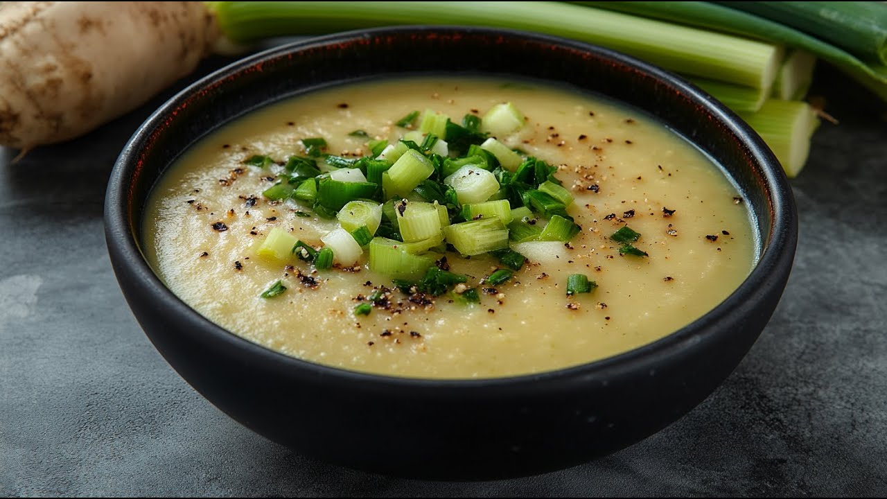 🌿 Creamy Leek and Celery Soup &ndash; Vegan, Healthy, and Super Delicious! 🥣