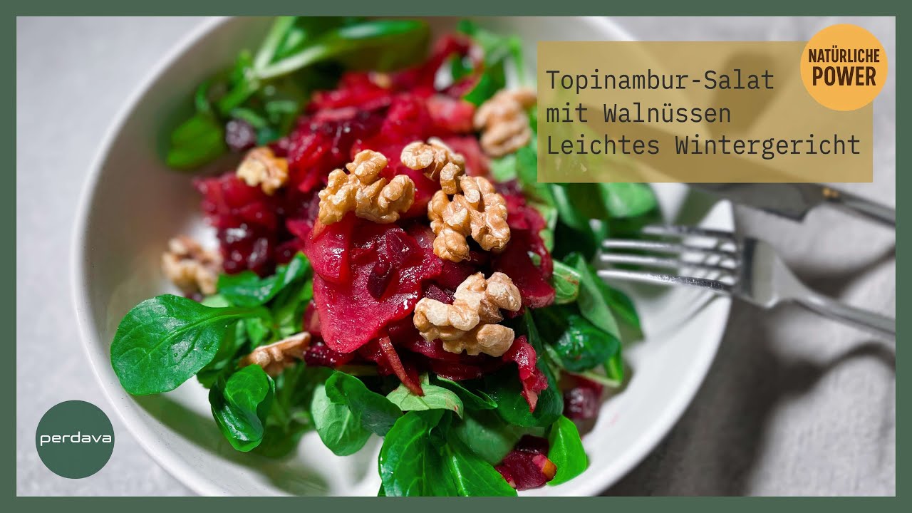 Warmer Topinambur Salat mit Roter Bete, Apfel & Walnüssen   Winter Salat   #schnell  & #vegan