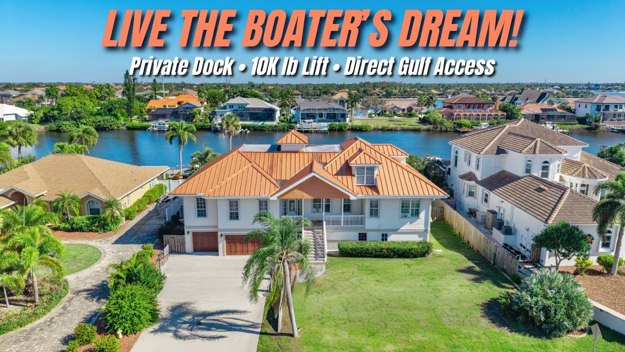 Fort Myers Waterfront Oasis | 3-Story Home with Gulf Access, Dock & 6-Car Garage!