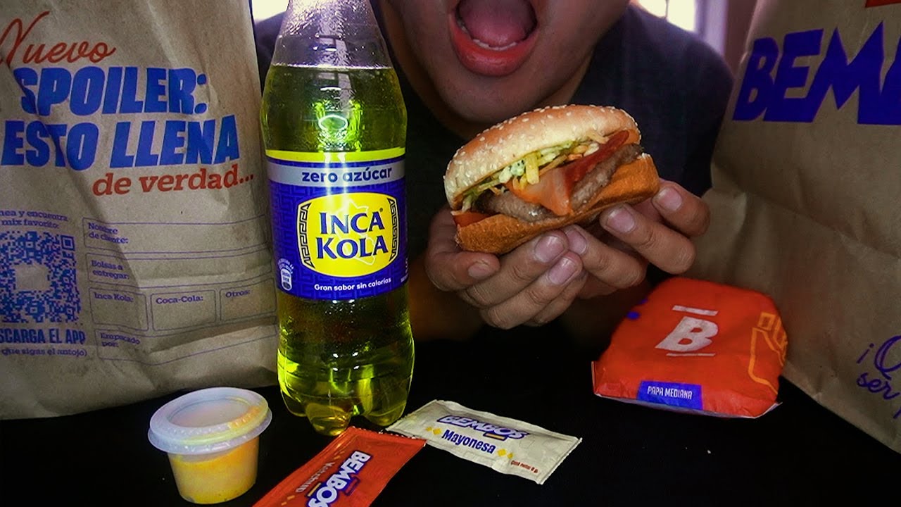 ASMR probando HAMBURGUESA de BEMBOS | español
