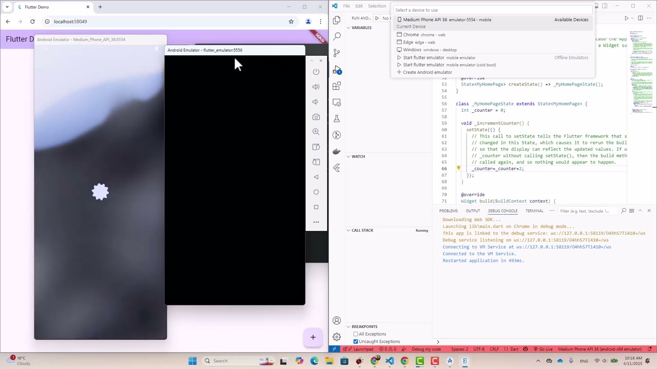How to run flutter project in Android Emulator