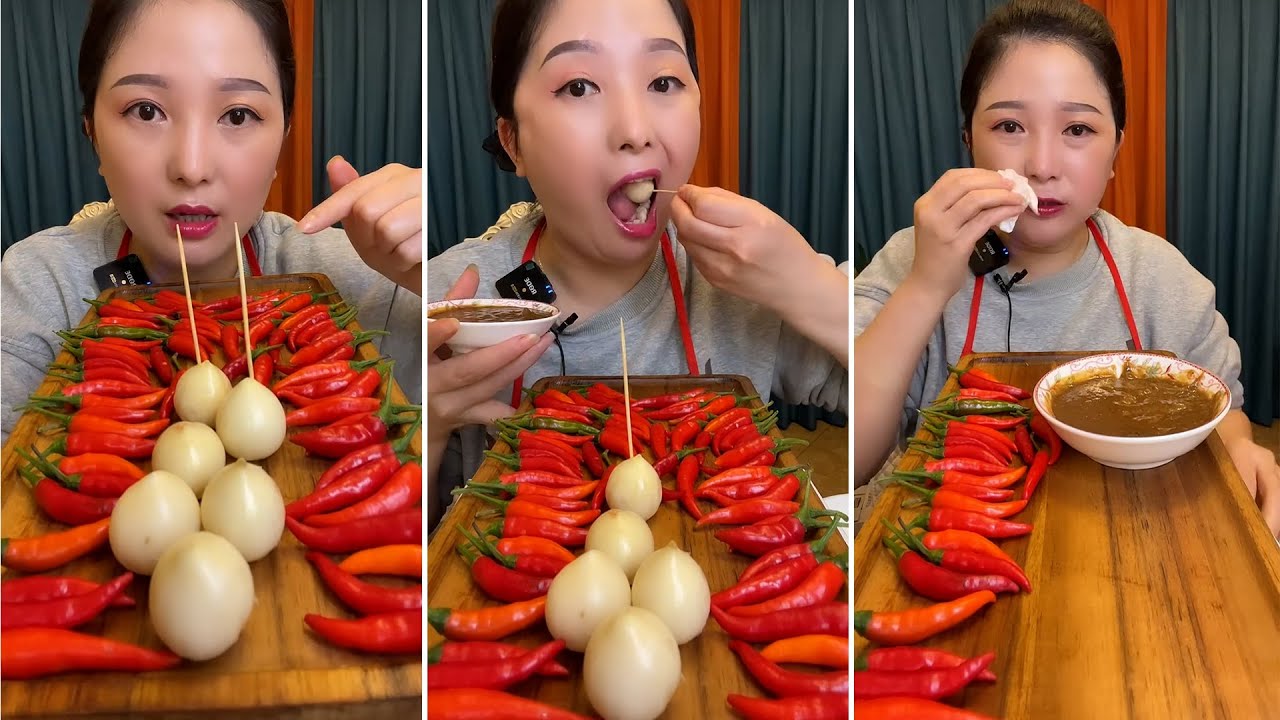 mukbang : Garlic chili eating show - too spicy