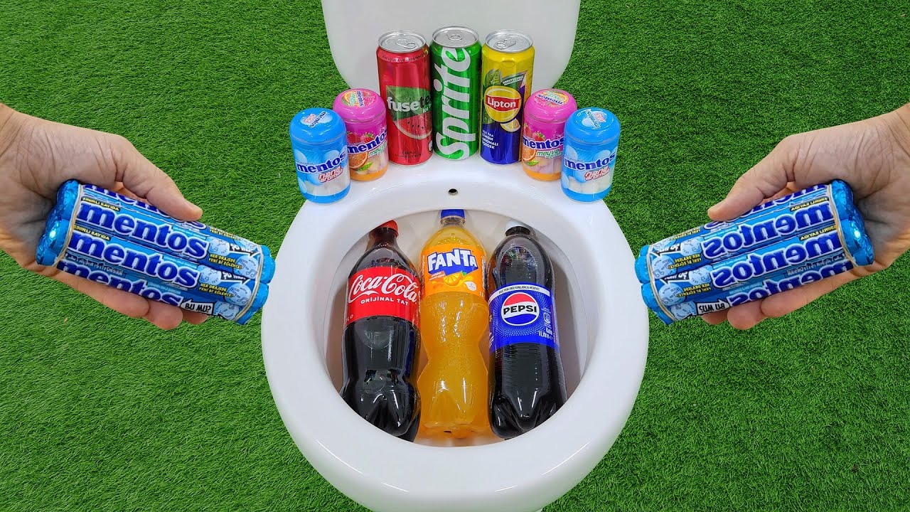 Большие Фанта, Пепси, Кока-Кола против популярных газировок!! Спрайт, Липтон, Фьюз Ти и Ментос в ...