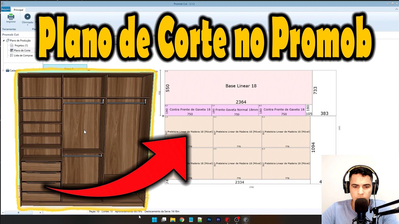 PLANO DE CORTE GUARDA-ROUPA NO PROMOB Economize Material Com Essa DICA - Promob em Casa