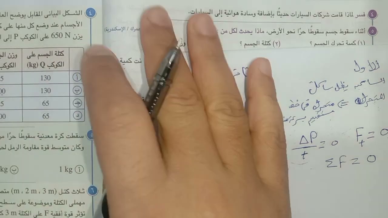حل كتاب الامتحان فيزياء اولى ثانوي الترم الثانى ٢٠٢٤ القوة والحركة الاسئلة المقالية ومستويات التفكير