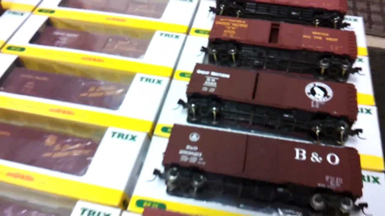 17 New trix ho u.s wagons & mayhem on my layout today
