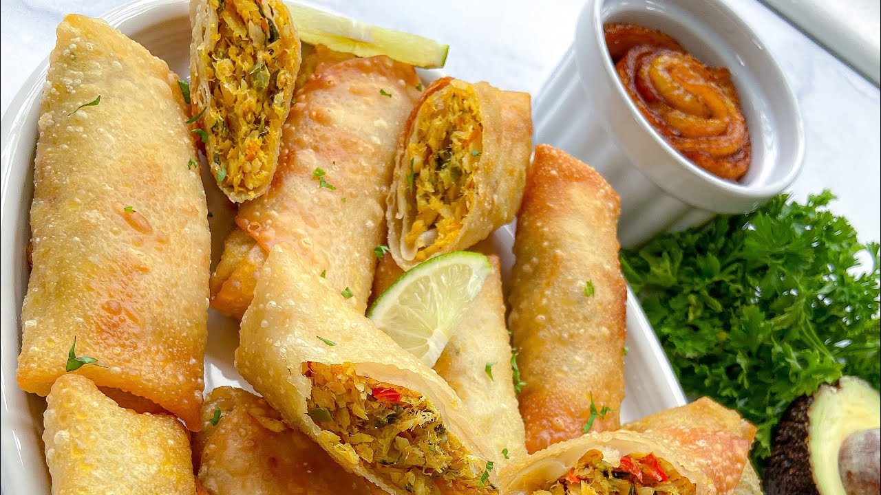 Saltfish egg rolls | Egg roll recipe || FRUGALLYT