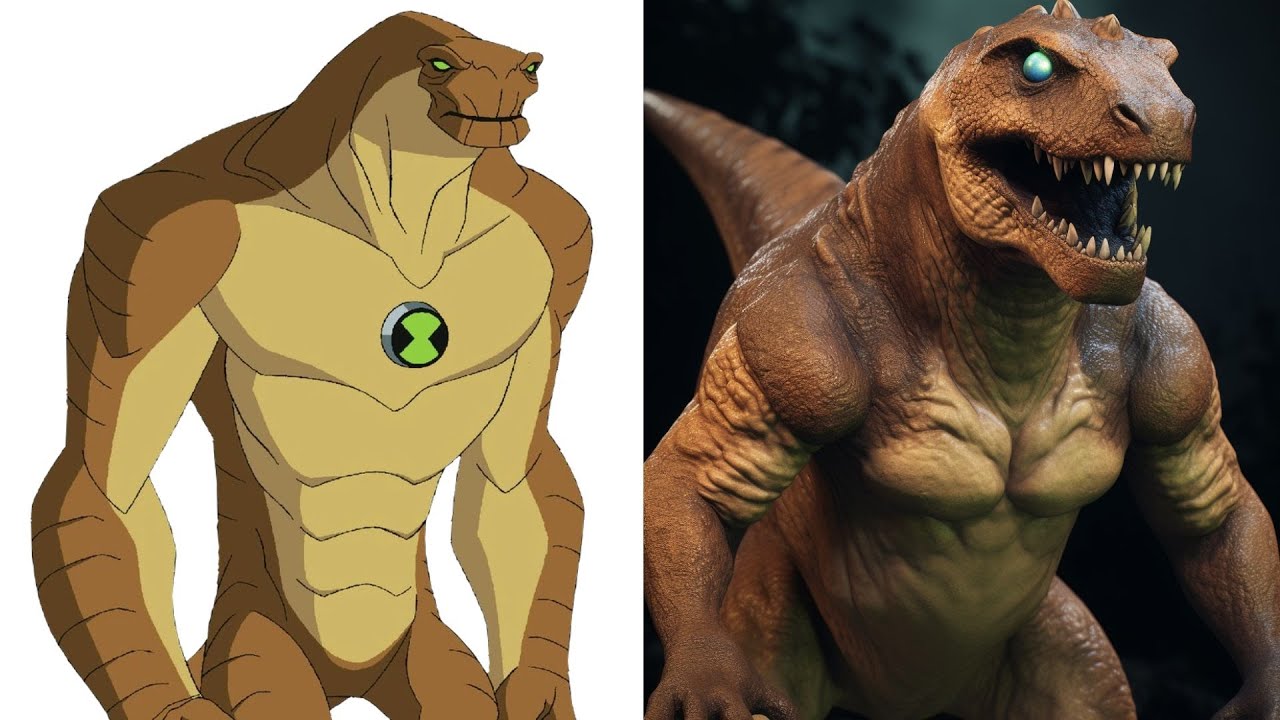 BEN 10 ALIEN CHARACTERS AS MONSTER AND REAL LIFE VERSIONS