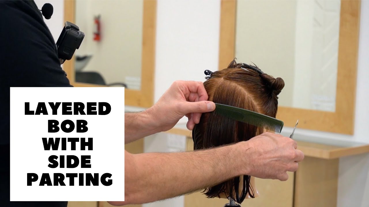 LAYERED BOB / LOB haircut with a SIDE PARTING