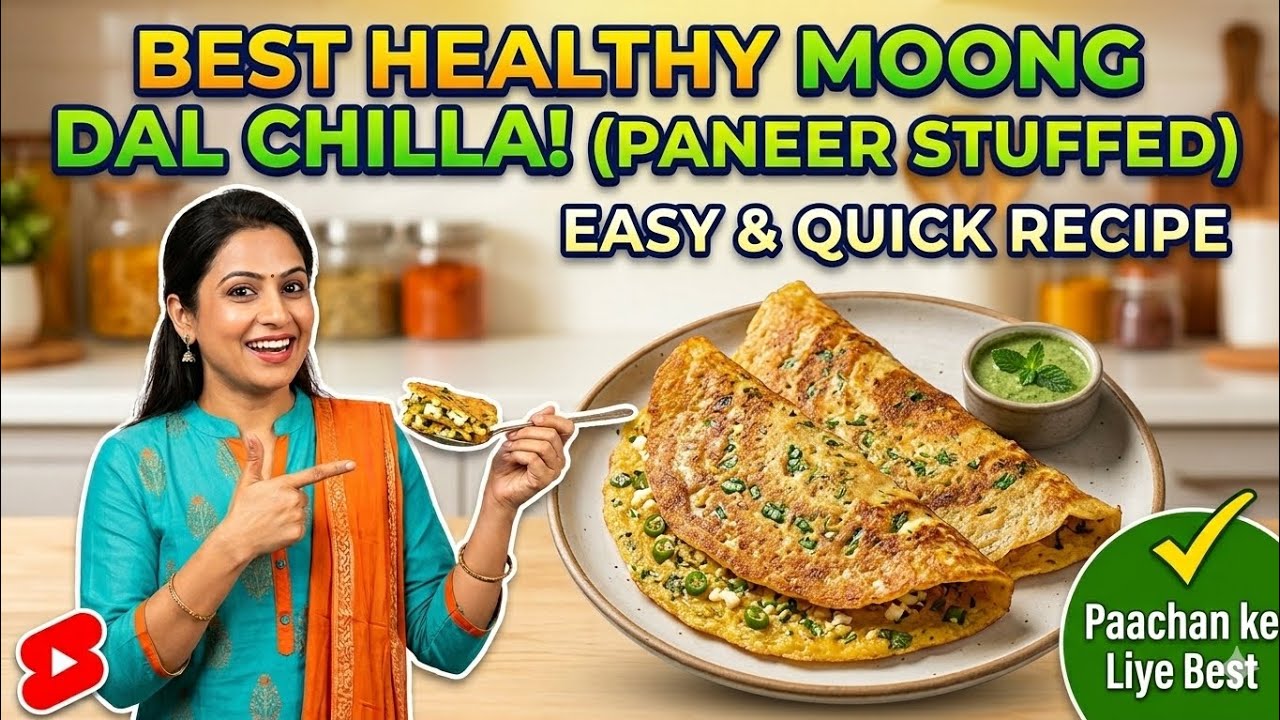 10 Minutes Moong Dal Ka Chilla | Instant Moong Dal Dosa Recipe #HealthyBreakfast#food#viral