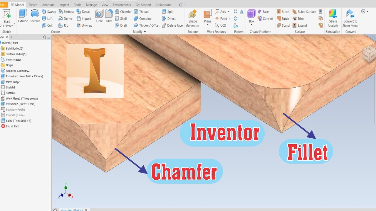 Chamfer inventor, fillet inventor/ hướng dẫn bo cạnh chamfer, fillet nâng cao trong inventor .