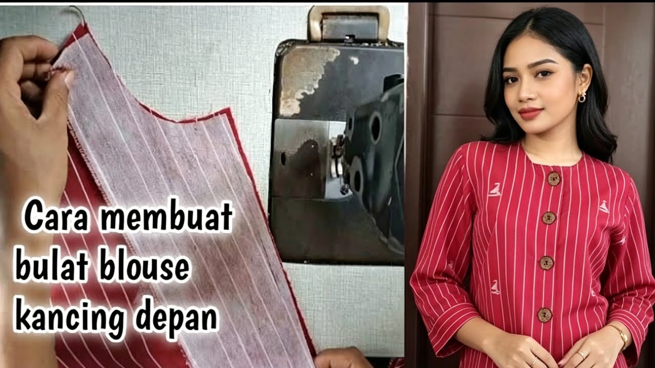 Cara membuat blouse leher bulat kancing depan