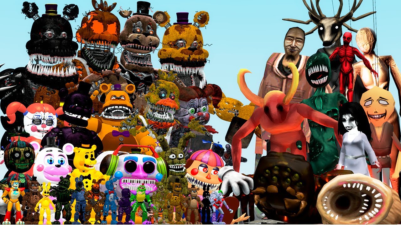 1-10 FNAF ANIMATRONICS VS SPOOKY'S JUMPSCARE MANSION (Garry's Mod)
