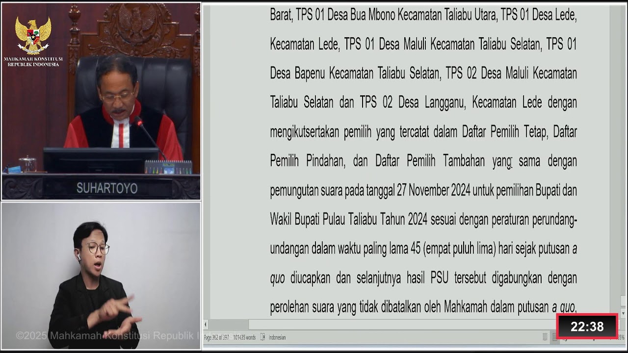 Sidang Perkara PHPU Gubernur, Bupati dan Walikota, Senin, 24 Februari 2025 (Sesi II)