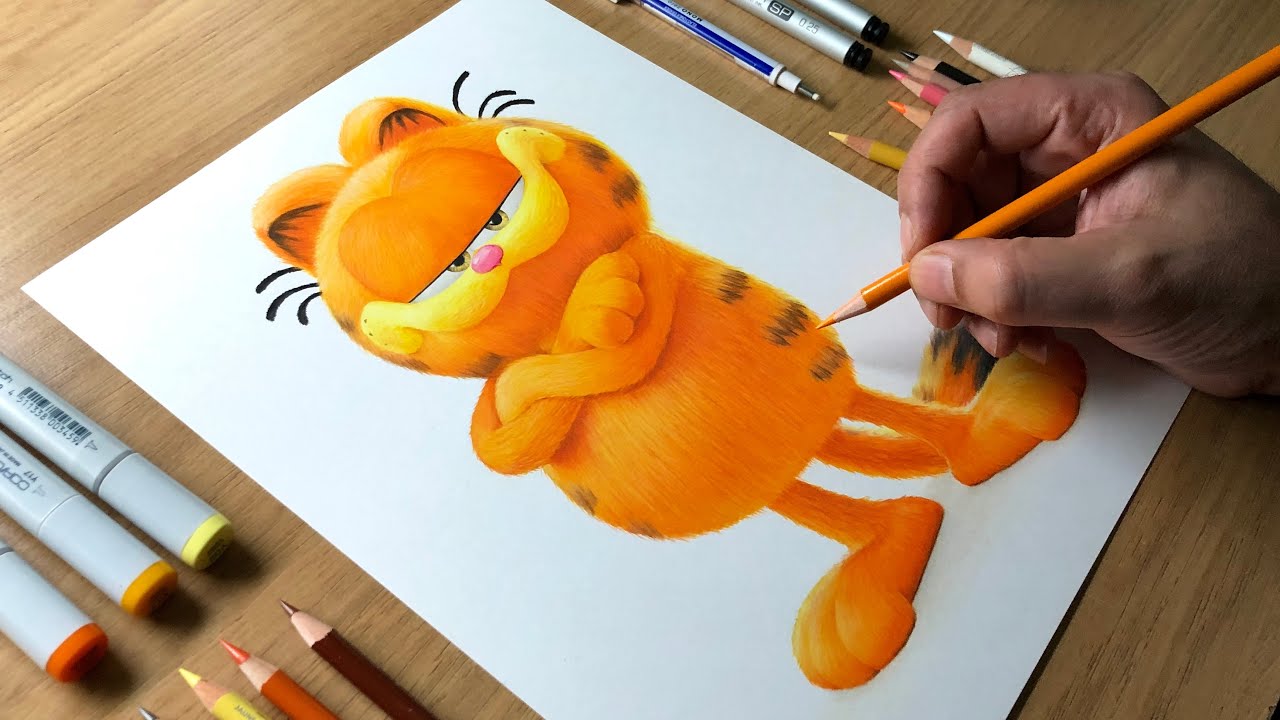Drawing Garfield - Coloured Pencil Timelapse | Artology