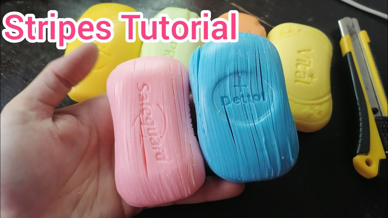 Soap stripes tutorial, how to cut soap strips hand crush.